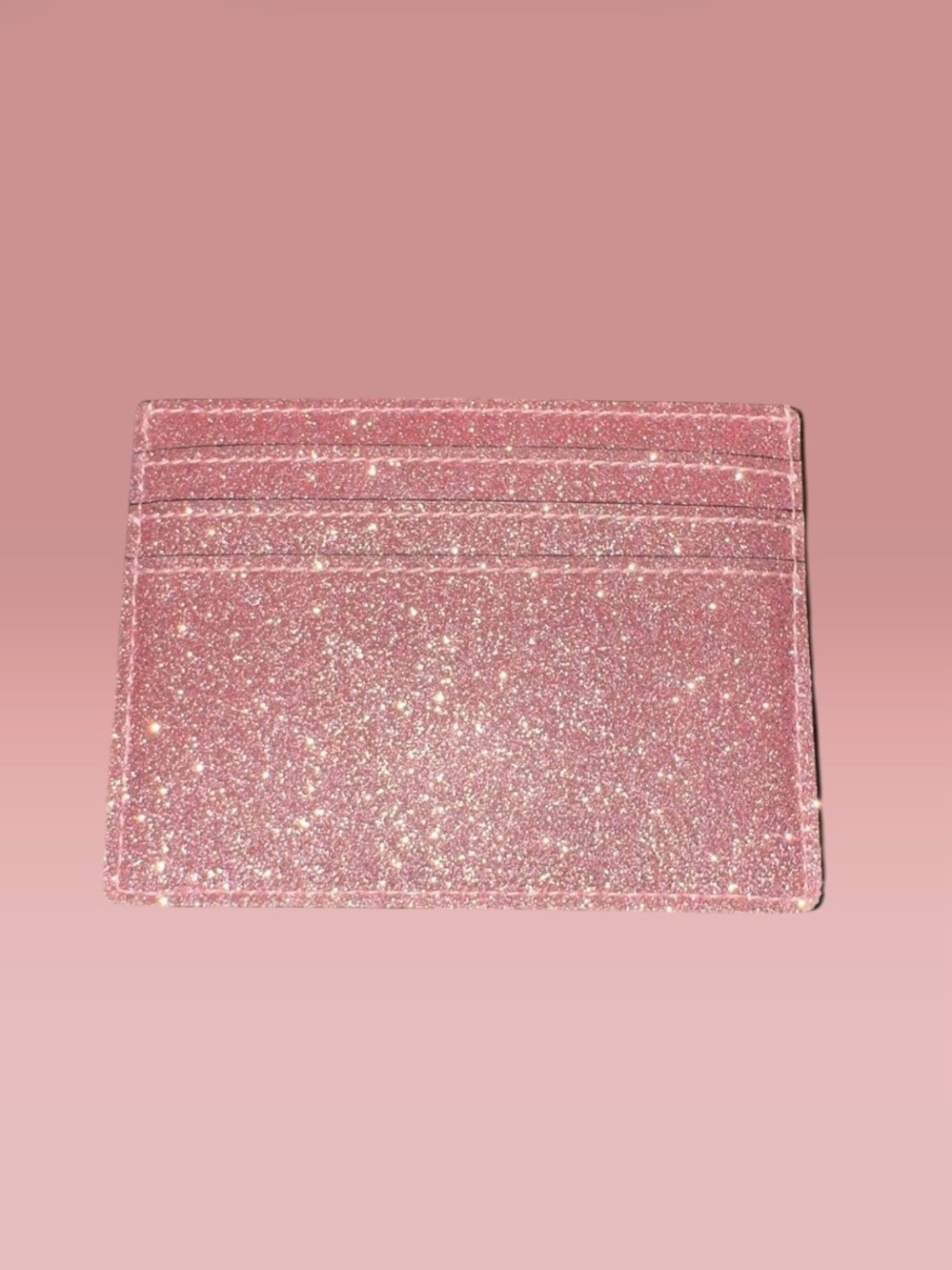 Kate Spade New York Pink Glitter Card Holder Wallet Slim Card Case NWOT - Picture 2 of 3